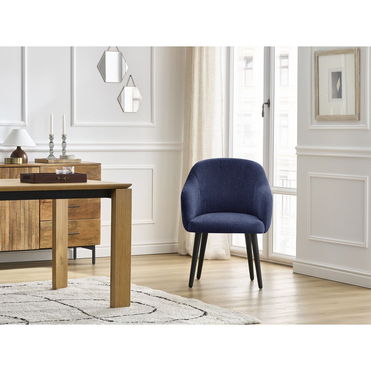 Lot de 4 chaises tissu texturé, SOPHIE multicolore, BOBOCHIC