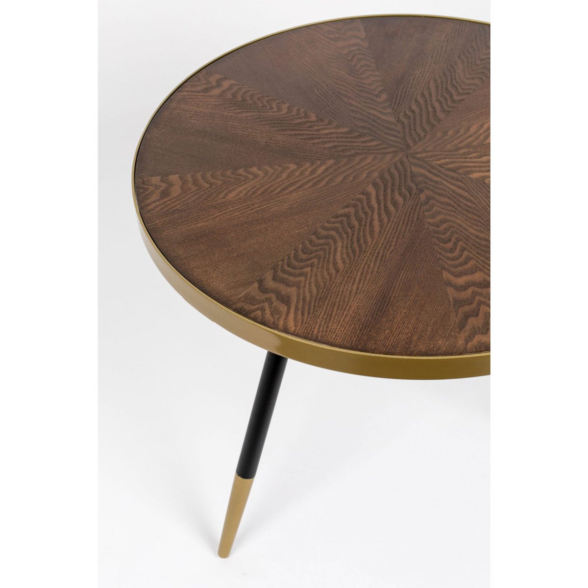 Table basse ronde en métal et bois 61cm- DENISE bois foncé, DRAWER