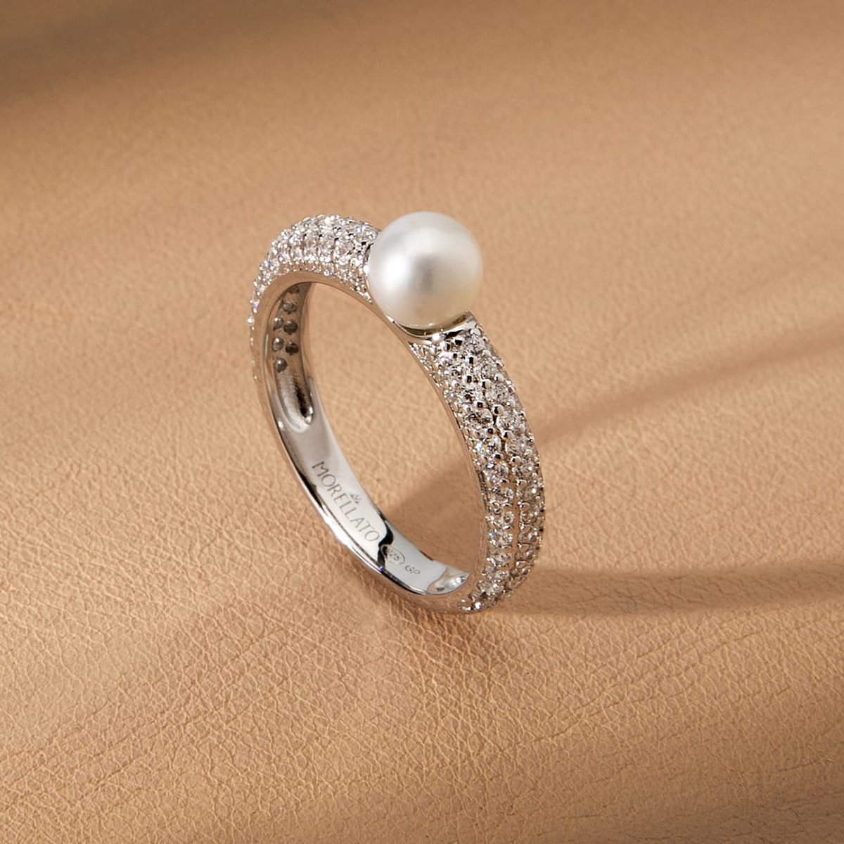 Bagues en Zircon/zircons Cubiques/perle/argent 925/1000 Recyclé et Zircon argent, MORELLATO