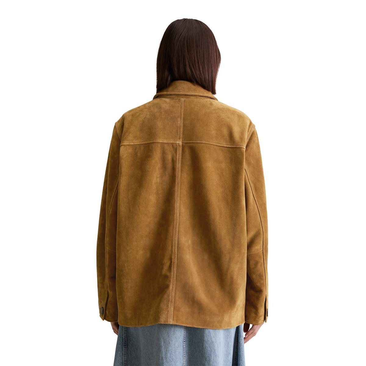 Veste en cuir velours relaxed dans le style barnjacket marron, MARC O’POLO DENIM