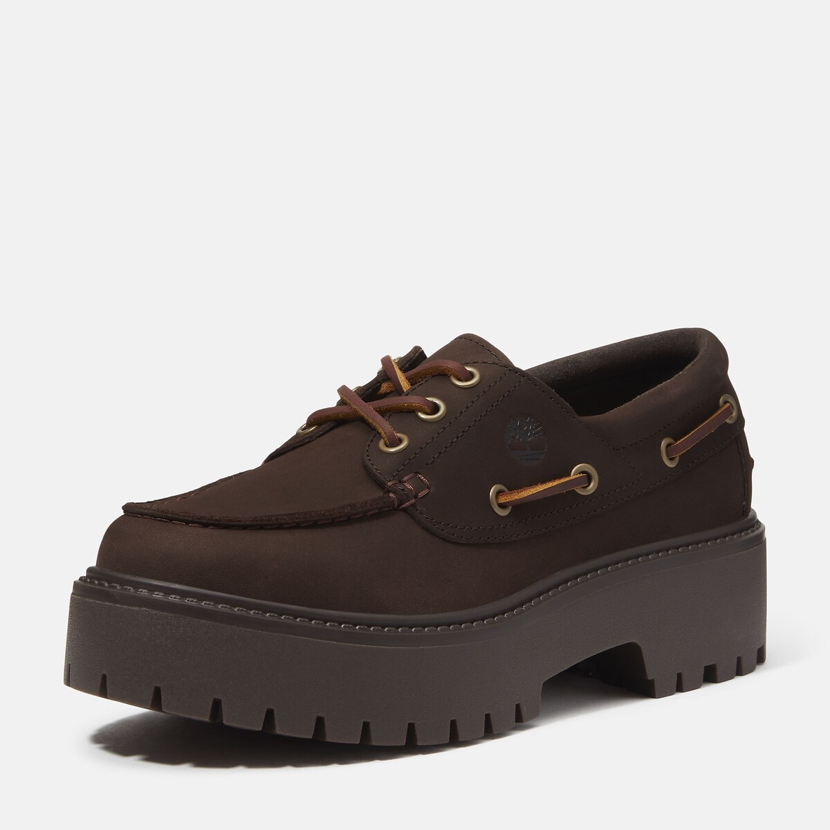 Keil-Derbys aus Leder STONE STREET BOAT SHOE dunkelbraun, TIMBERLAND