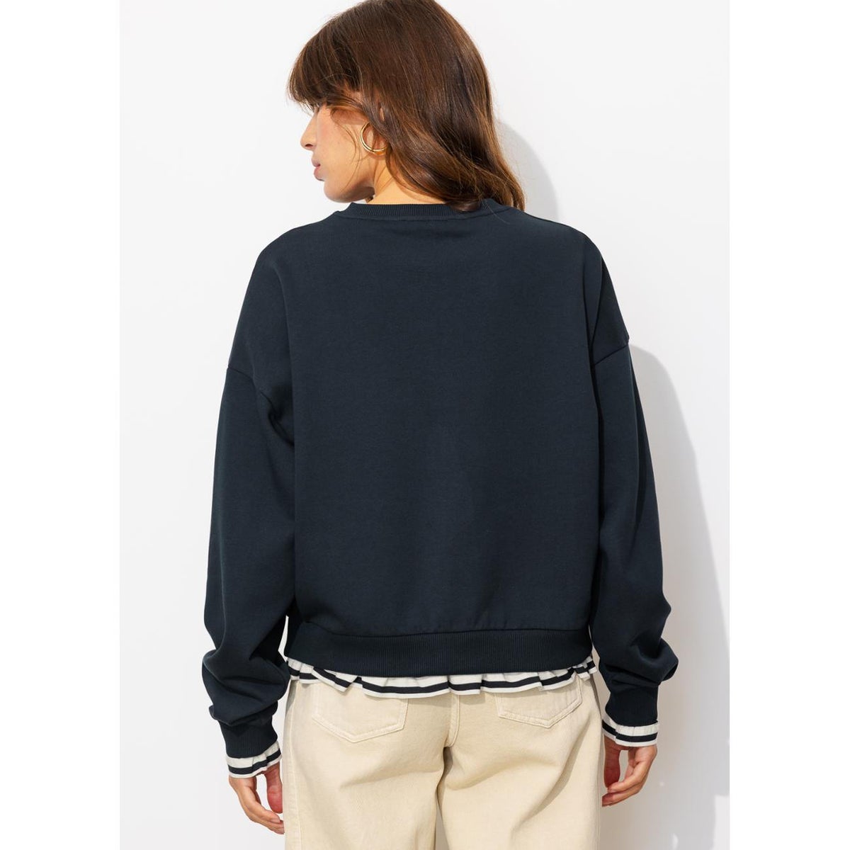 Sweat-shirt à effet superposé marine, PROMOD