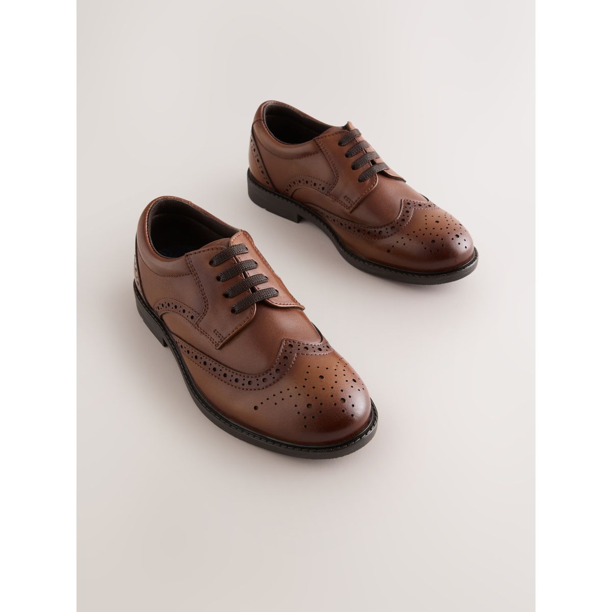 Chaussures richelieu en cuir à lacets marron fauve, NEXT