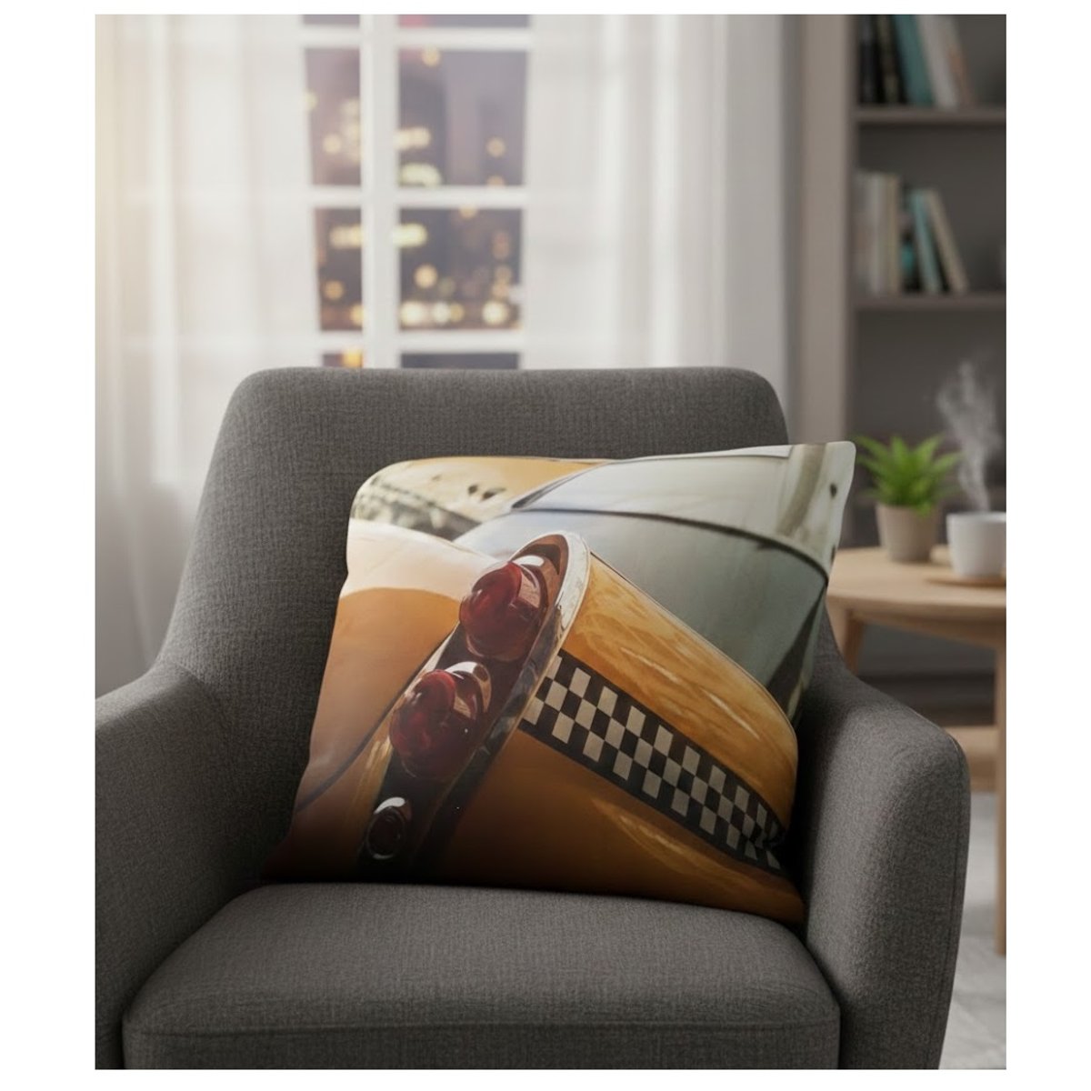 Housse de coussin Phare New York noir, EDEN