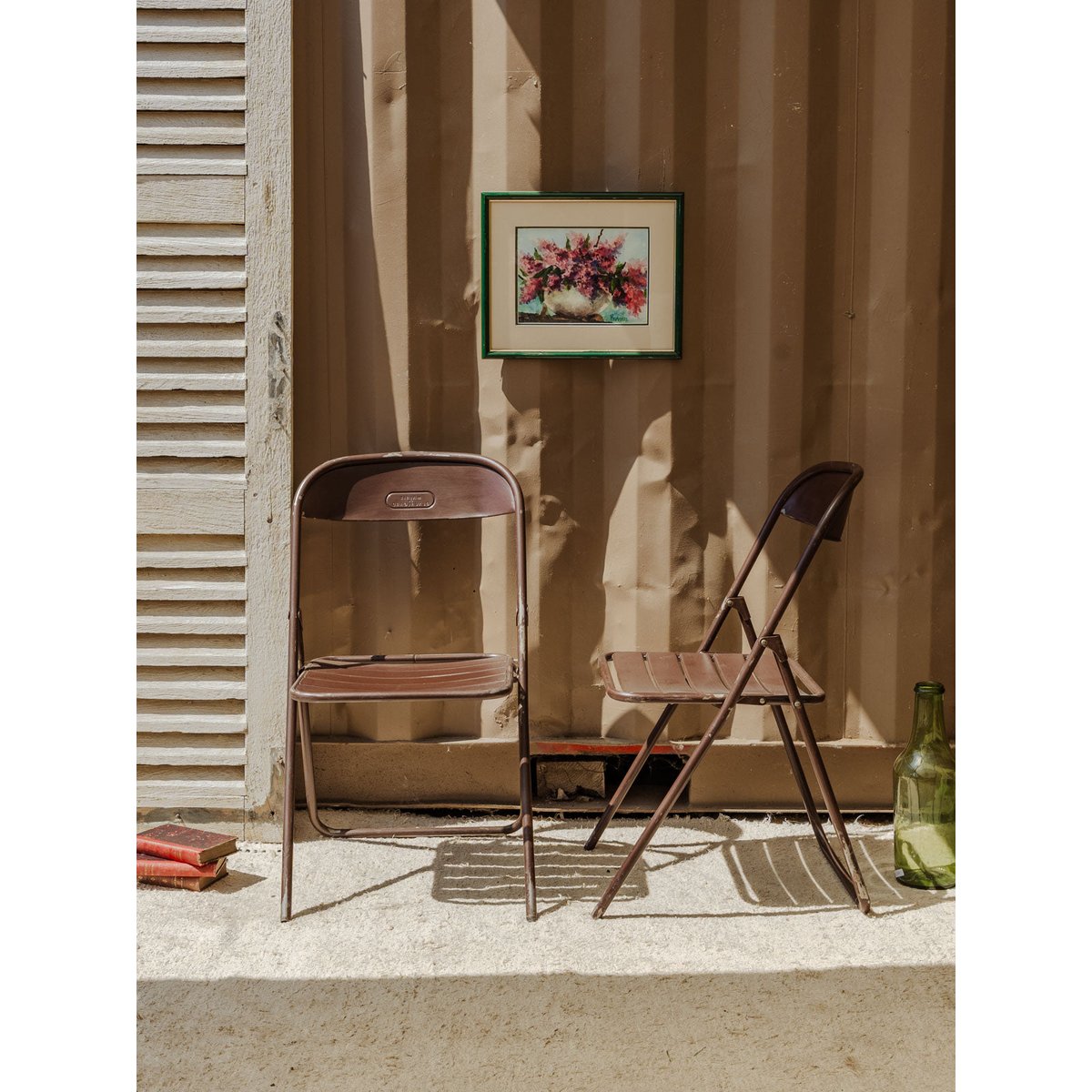 Lot de 4 chaises en métal marron Alma N°1574 - Bon état marron, DEBONGOUT