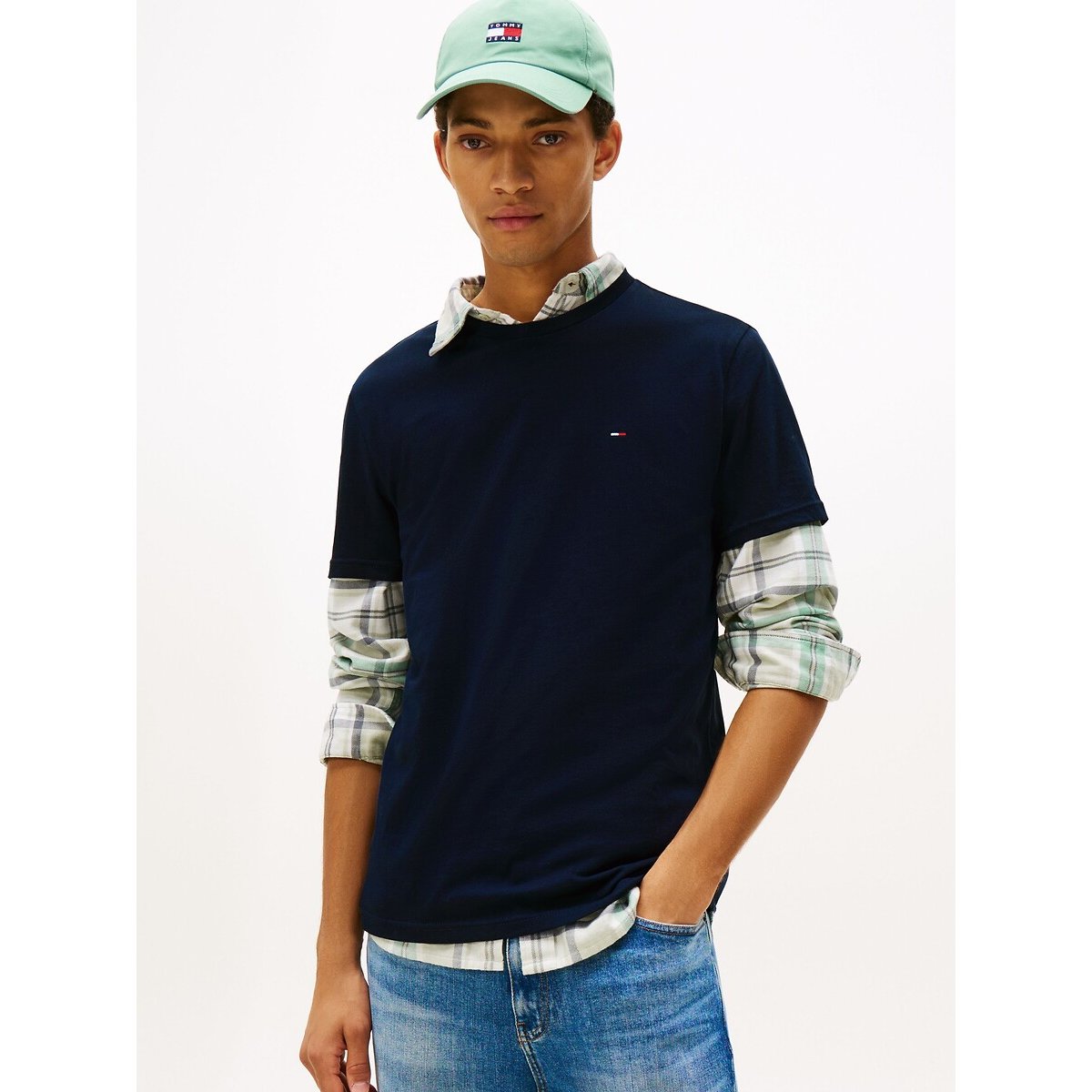 Lote de 3 T-shirts de mangas curtas preto + marinho + branco, TOMMY JEANS
