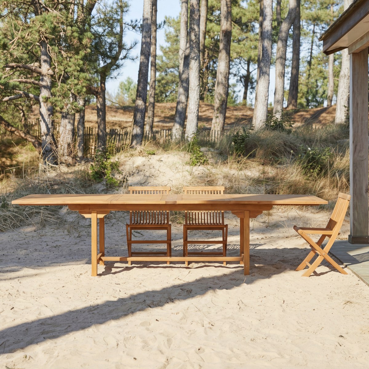 Table de jardin en Acacia massif, CAPRI marron, TIKAMOON