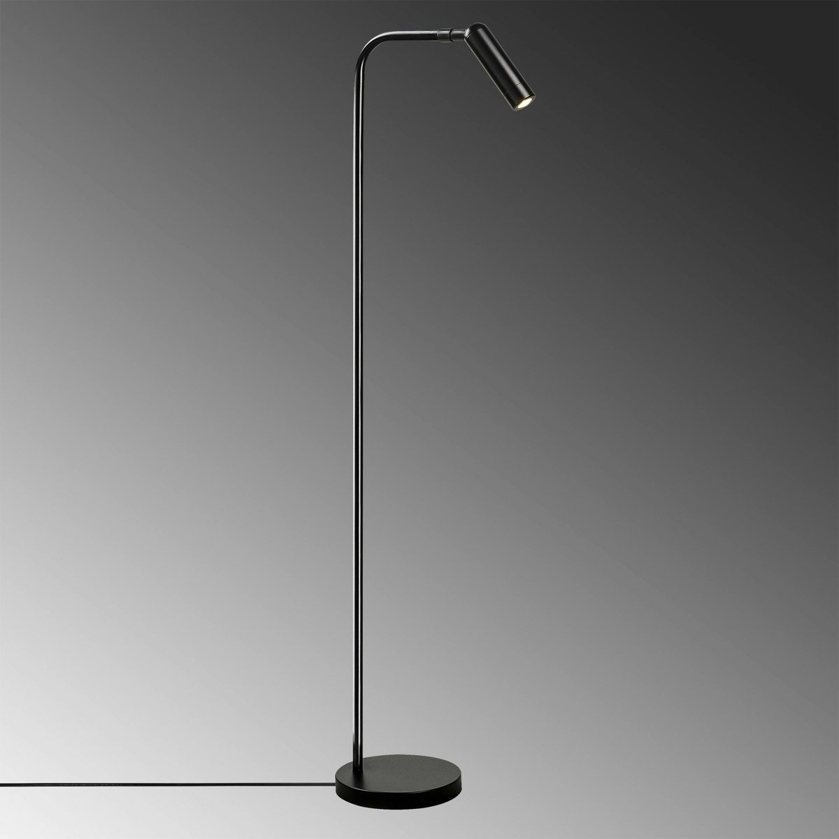 Lampadaire design noir minimaliste à tête orientable SILE noir, PIER IMPORT