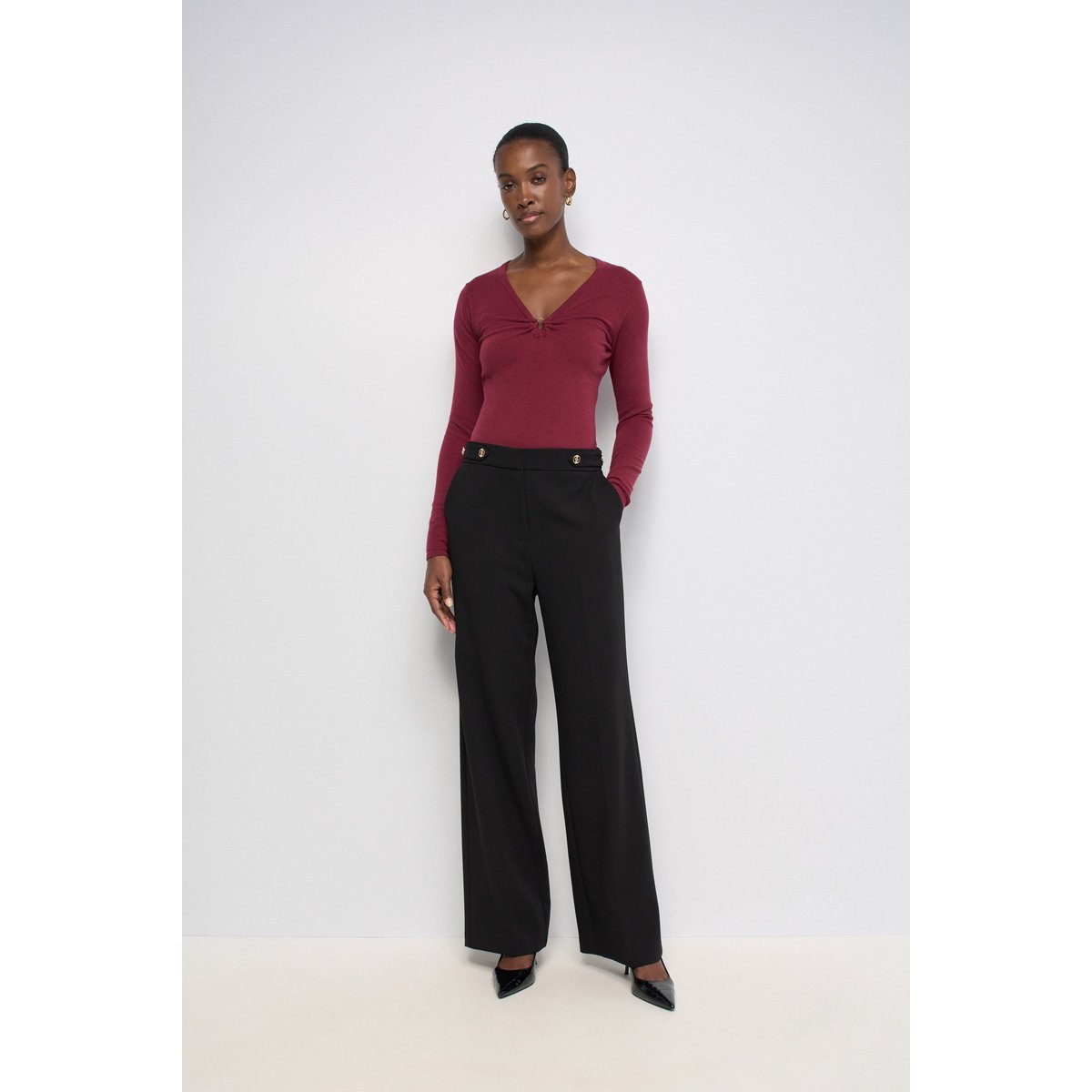 PULL FRONCÉ SUR LA POITRINE rouge, SALSA JEANS