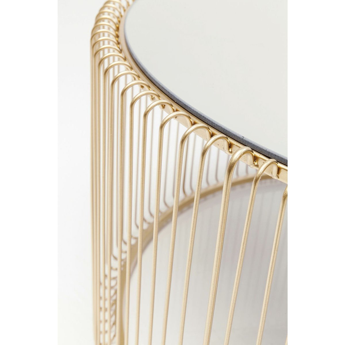 Table basse ronde en verre et acier, WIRE or, KARE DESIGN