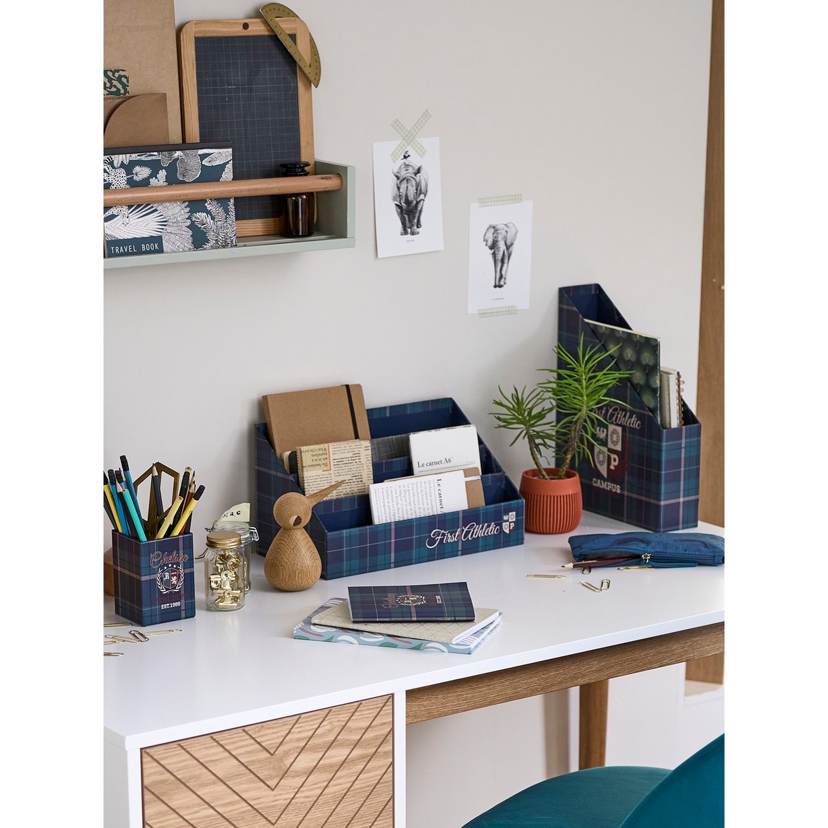 Set rangement bureau Ecusson vert / bleu, VERTBAUDET
