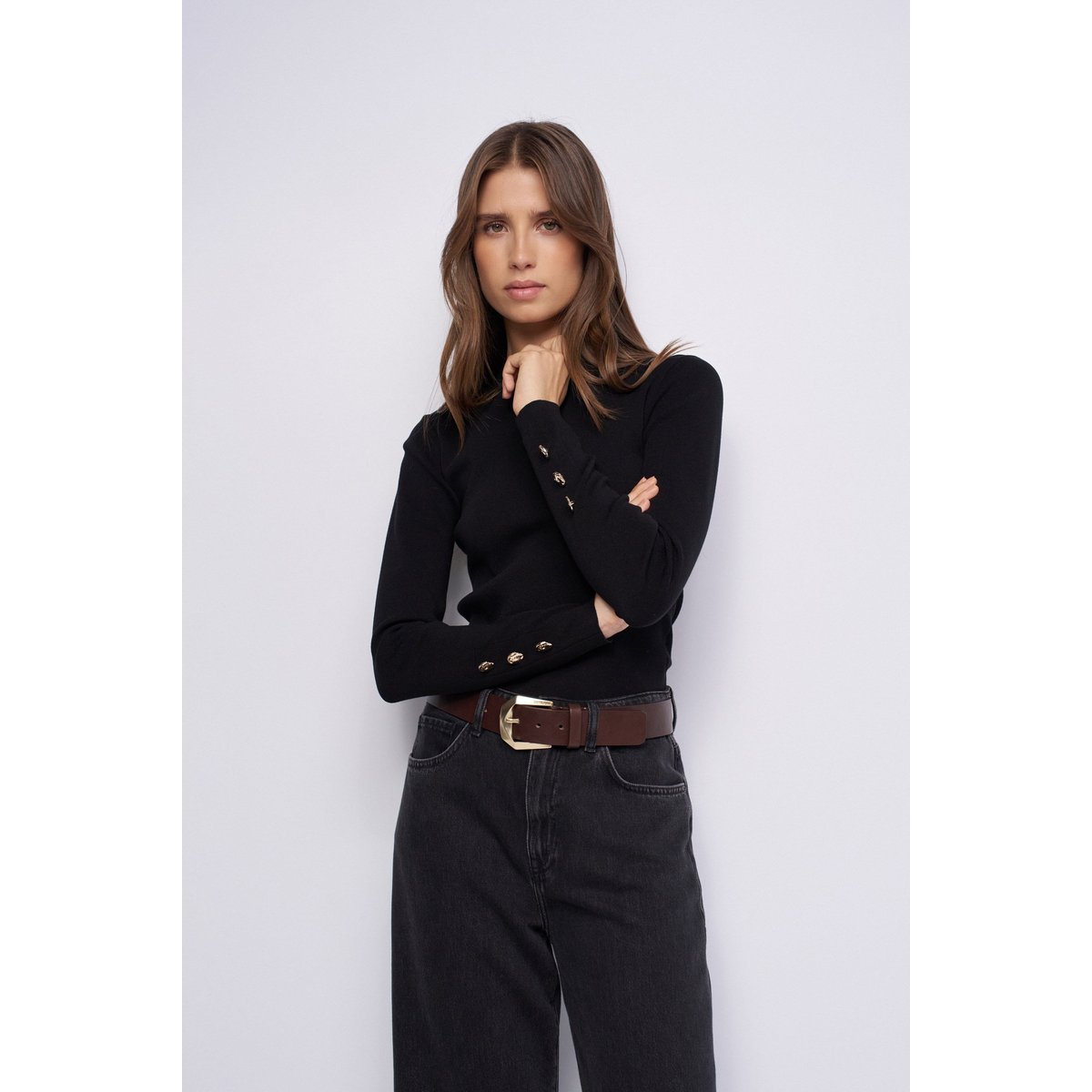 PULL EN MAILLE À COL ROULÉ noir, SALSA JEANS