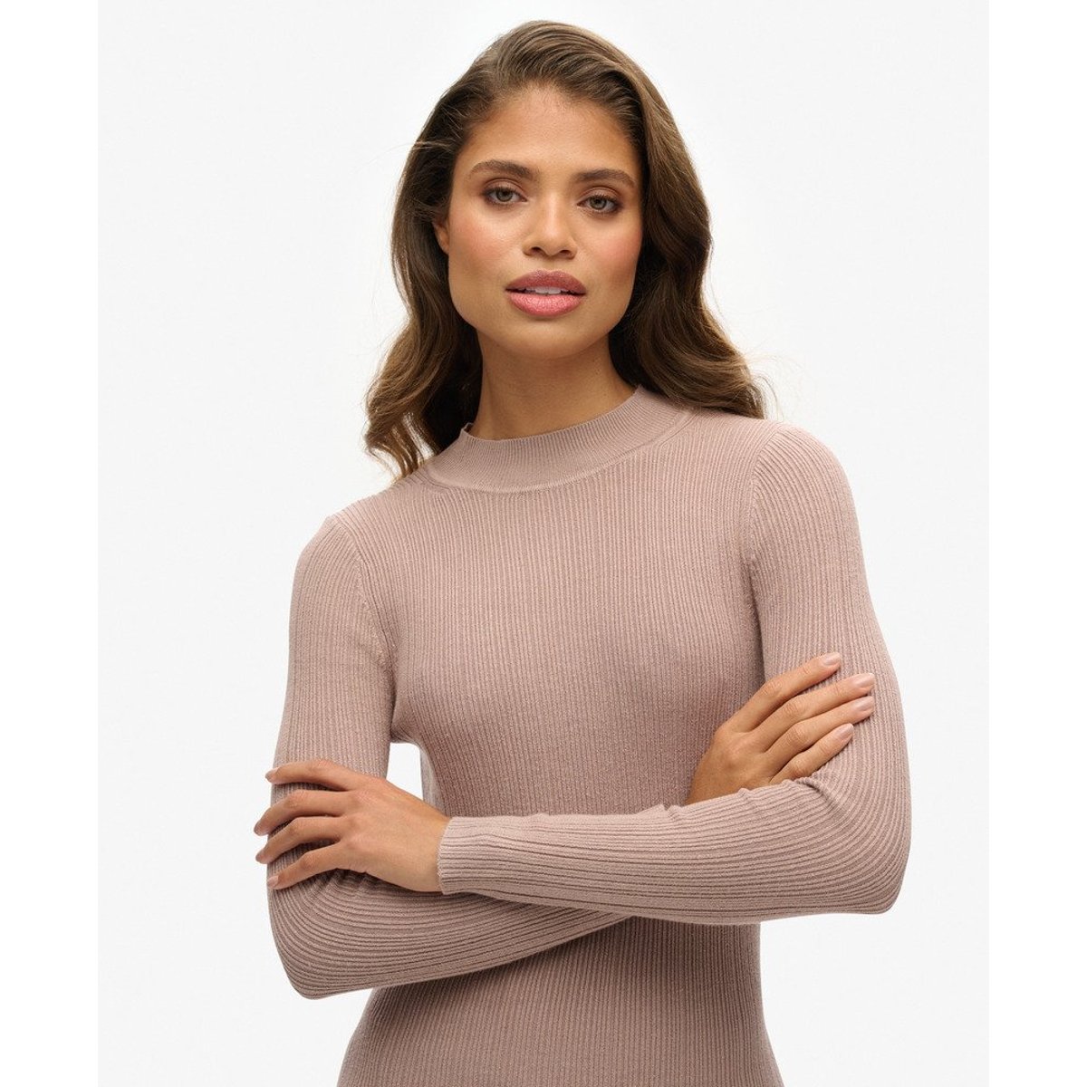 Mini robe moulante dos nu marron naturel, SUPERDRY