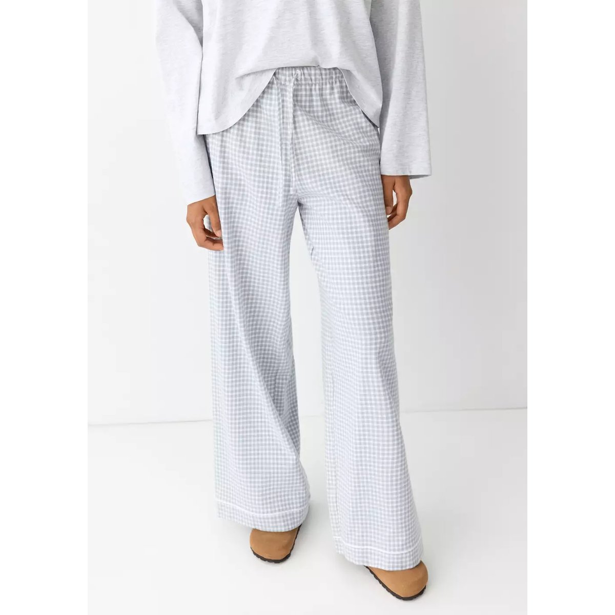 Pyjama à carreaux vichy gris chiné clair, MANGO TEEN