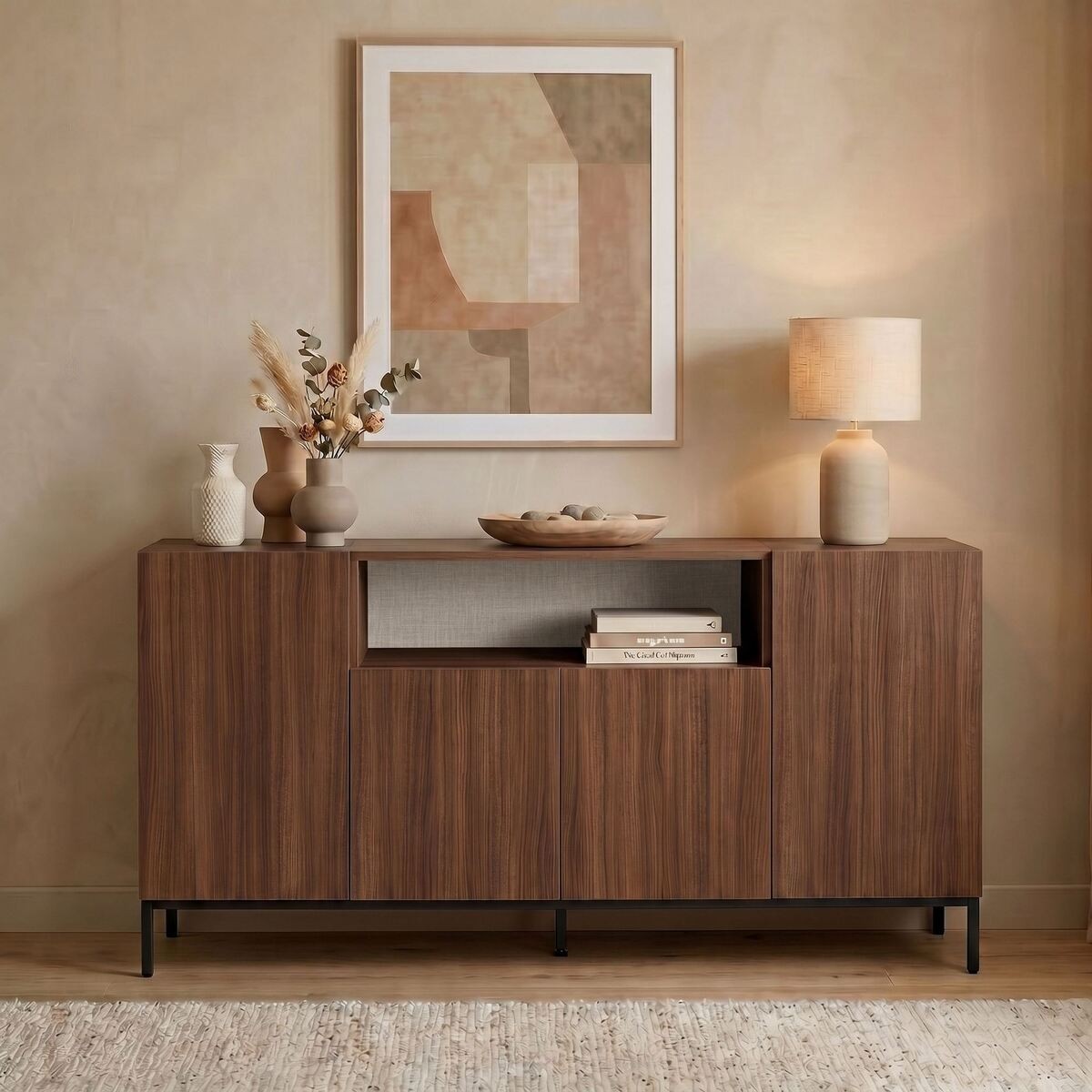 Buffet 4 portes 1 niche - OLIVER noyer, CALICOSY