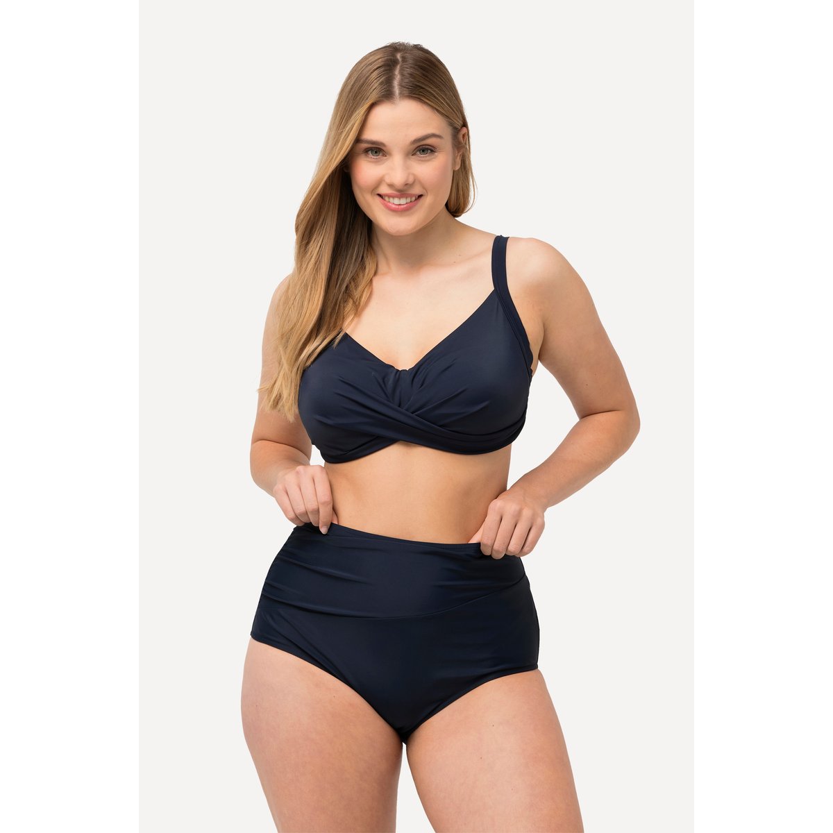 Bas de bikini, drapé, taille haute marine, ULLA POPKEN