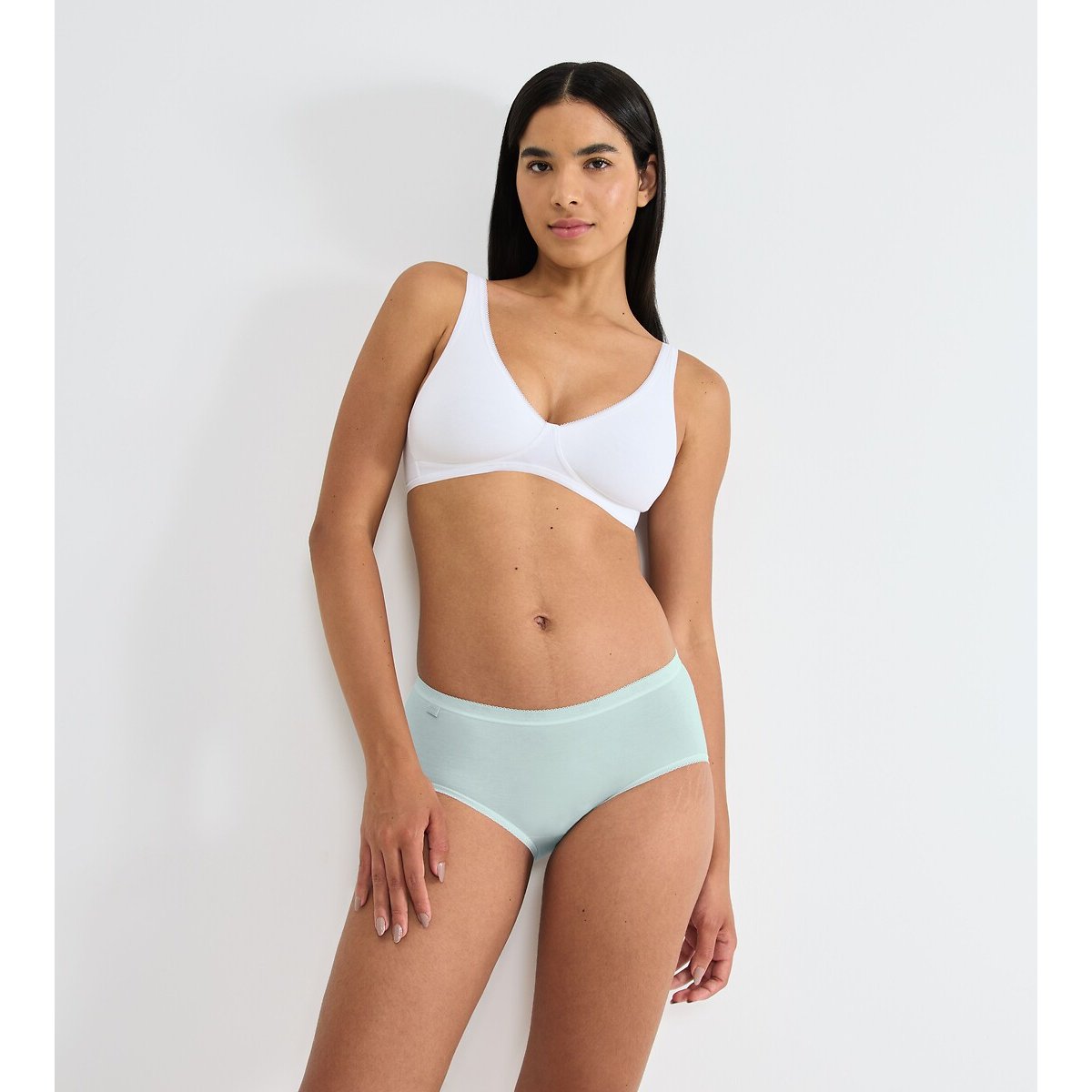 Lot de 3 + 1 gratuit Slips Midi Basic+ blanc + bleu +   bleu ciel + gris, SLOGGI