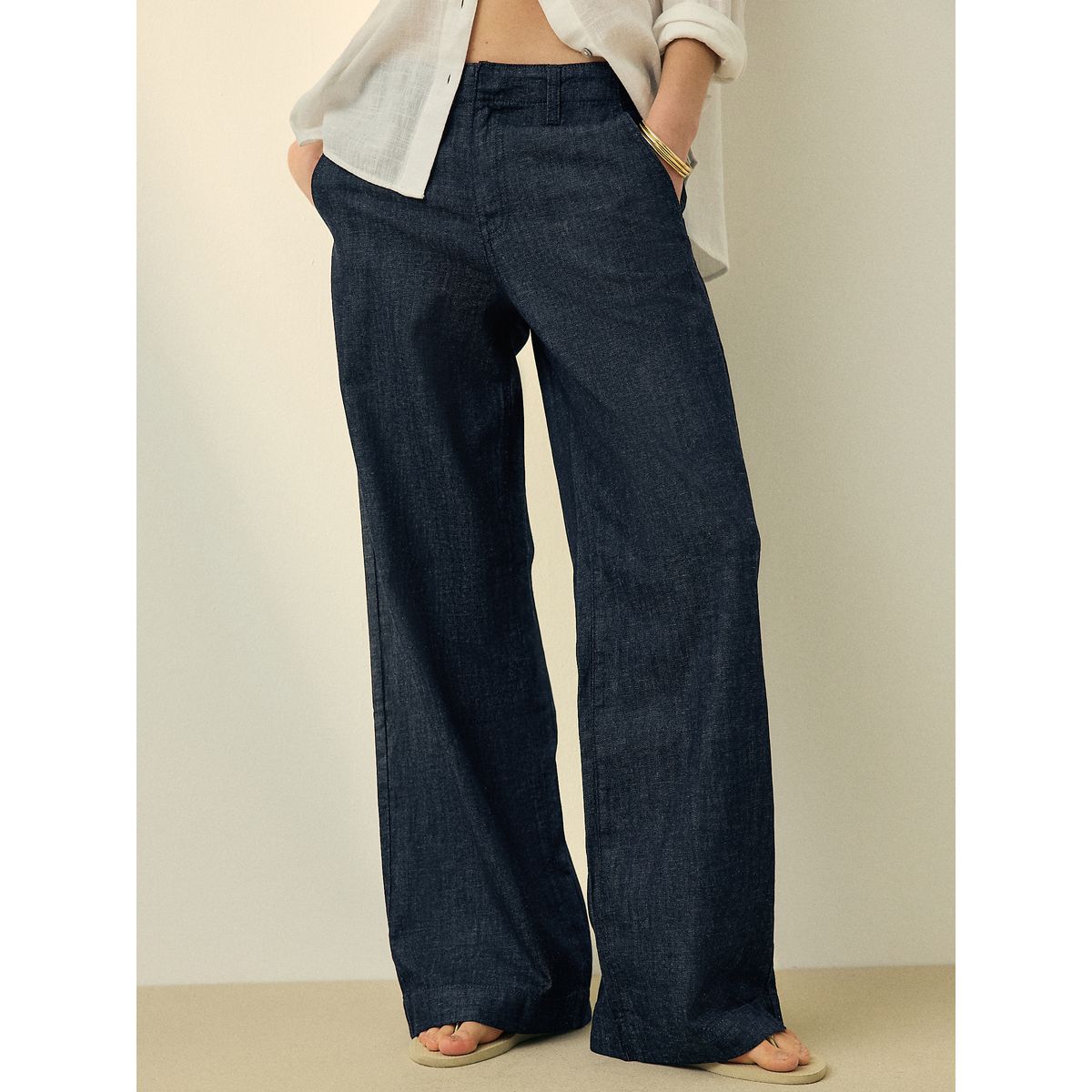 Jean tailleur large en lin mélangé n. premium bleu indigo, NEXT