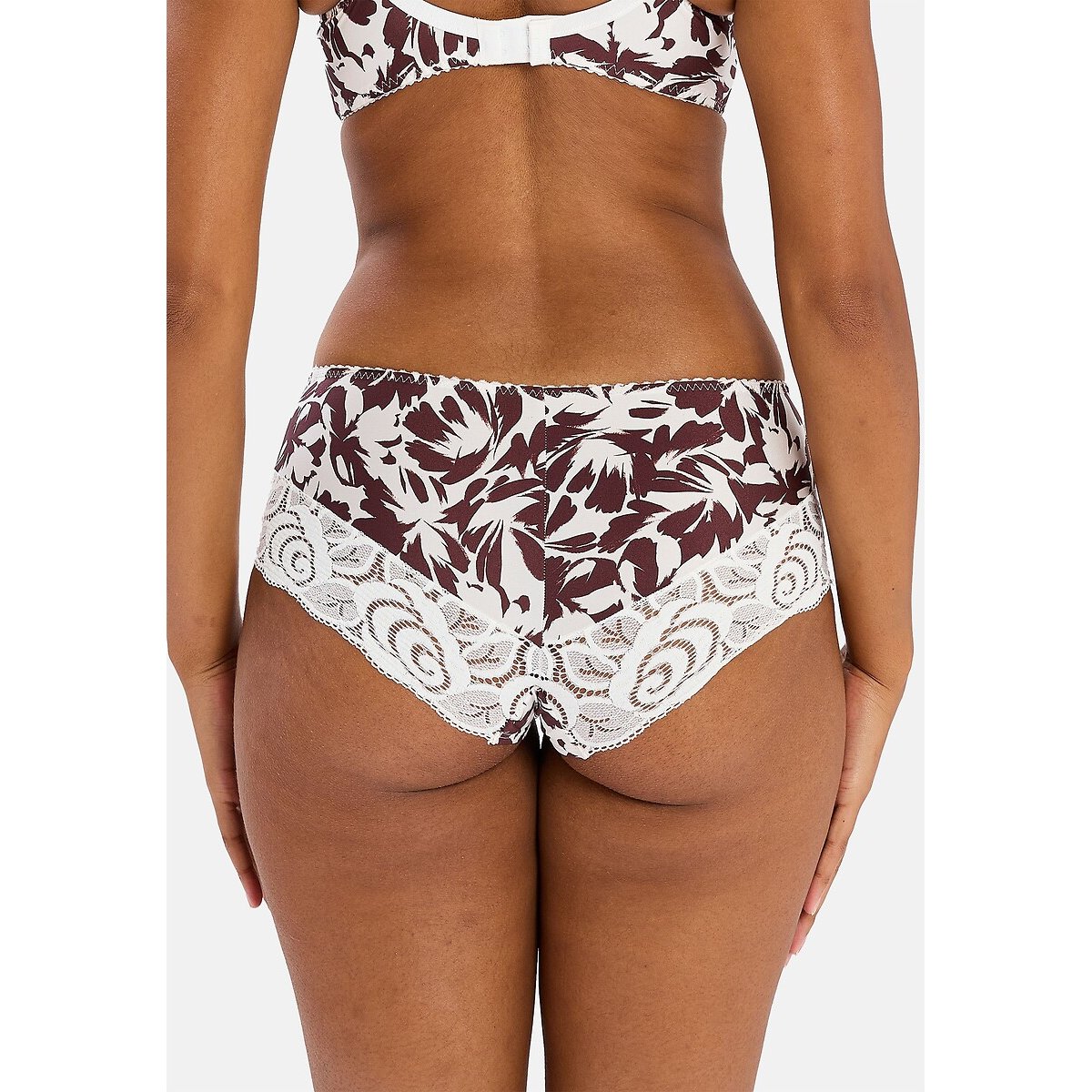 Shorty microfibre imprimée AMELIE PRINT marron imprimé floral, SANS COMPLEXE