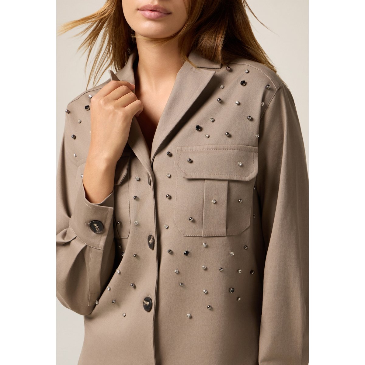 Chemise veste avec boutons beige, OLTRE