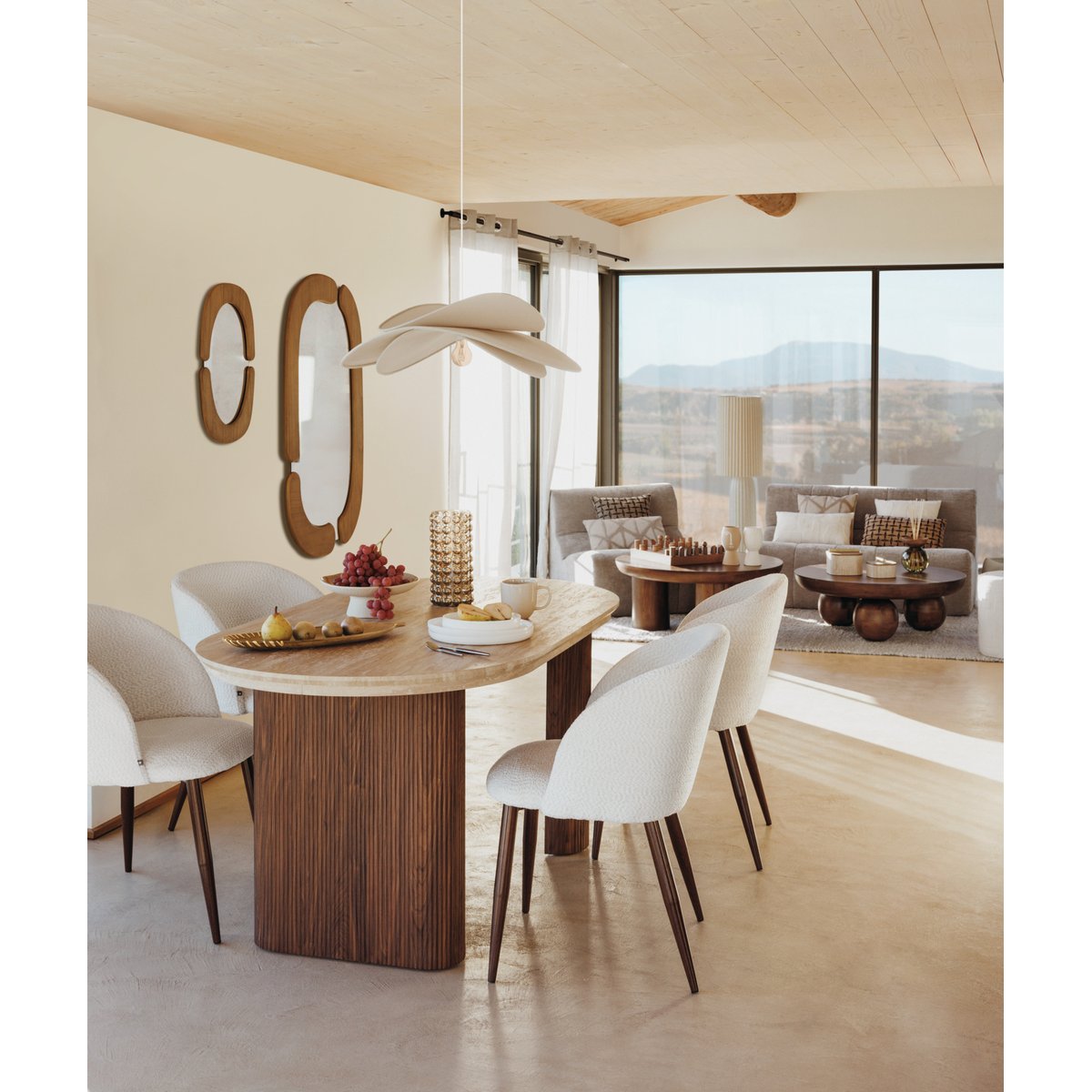 Suspension D69cm ALARA beige lin, ATMOSPHERA