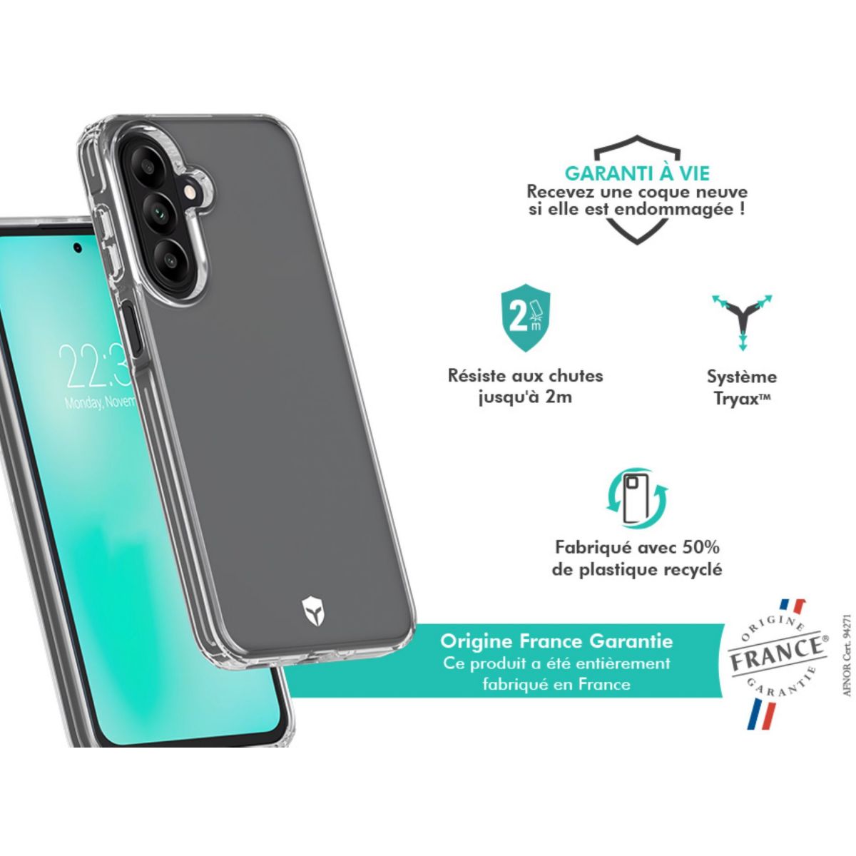 Coque Samsung Galaxy A27 transparente couleur unique, FORCE CASE