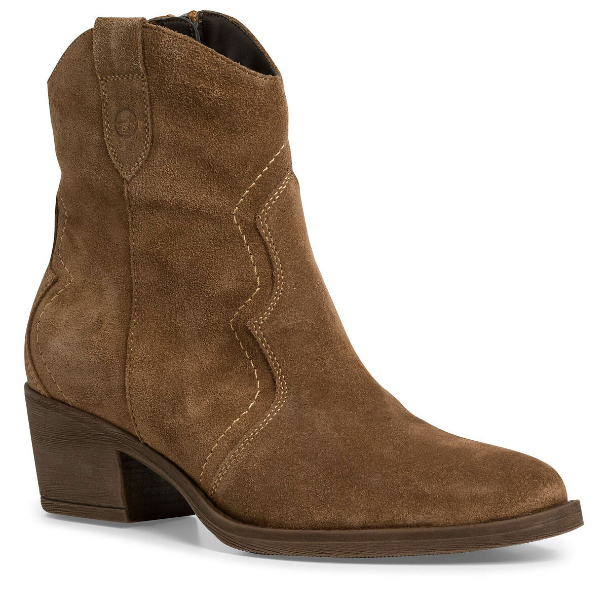 Bottines santiags en cuir marron, TAMARIS