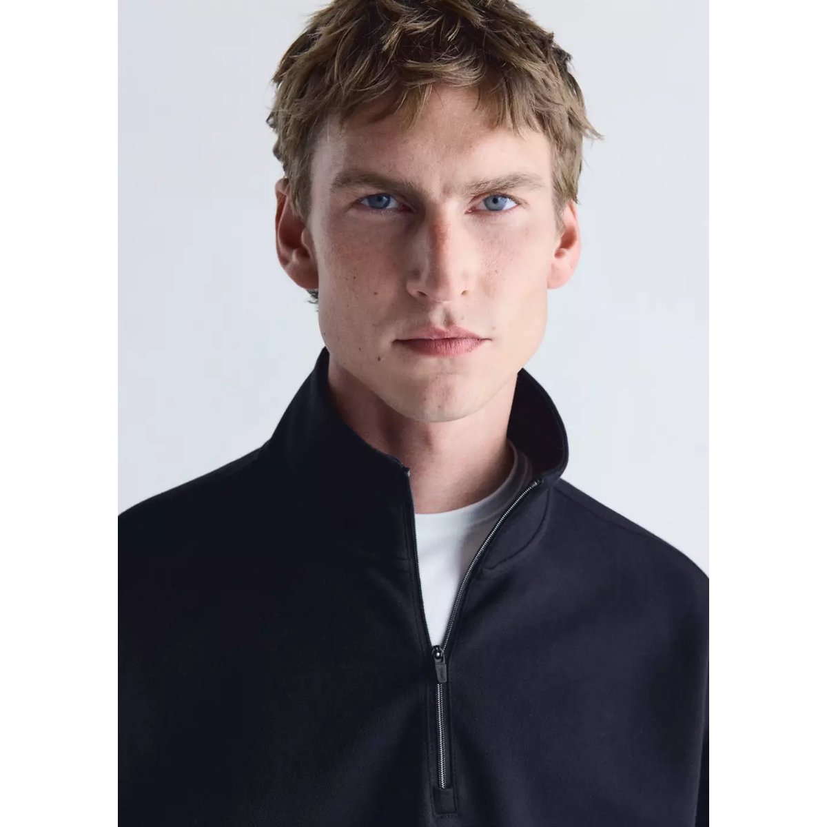 Sweat-shirt à col zippé Thermolite® bleu marine, MANGO MAN