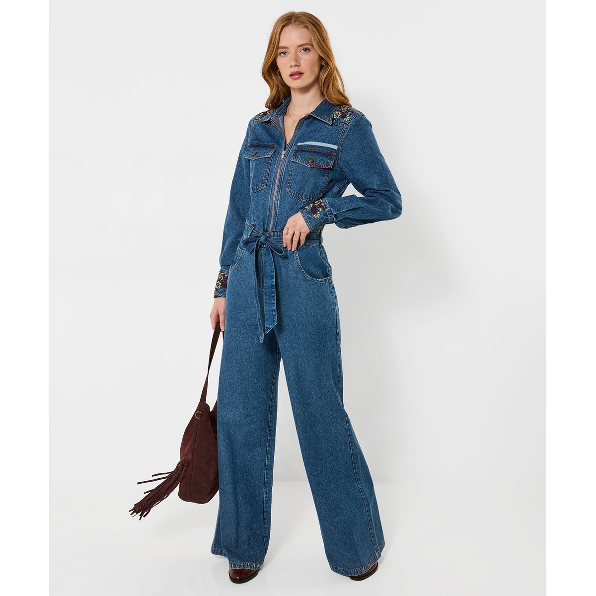 Combinaison en Jean Brodée Goldie bleu, JOE BROWNS