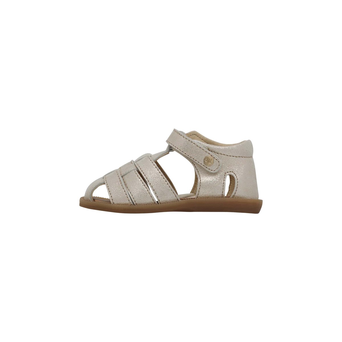 Sandales semi-ouvertes en cuir metallisé ZAFFIRO platine, NATURINO