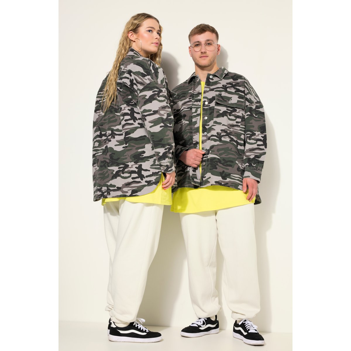 Chemise oversized à motif camouflage kaki, STUDIO UNTOLD