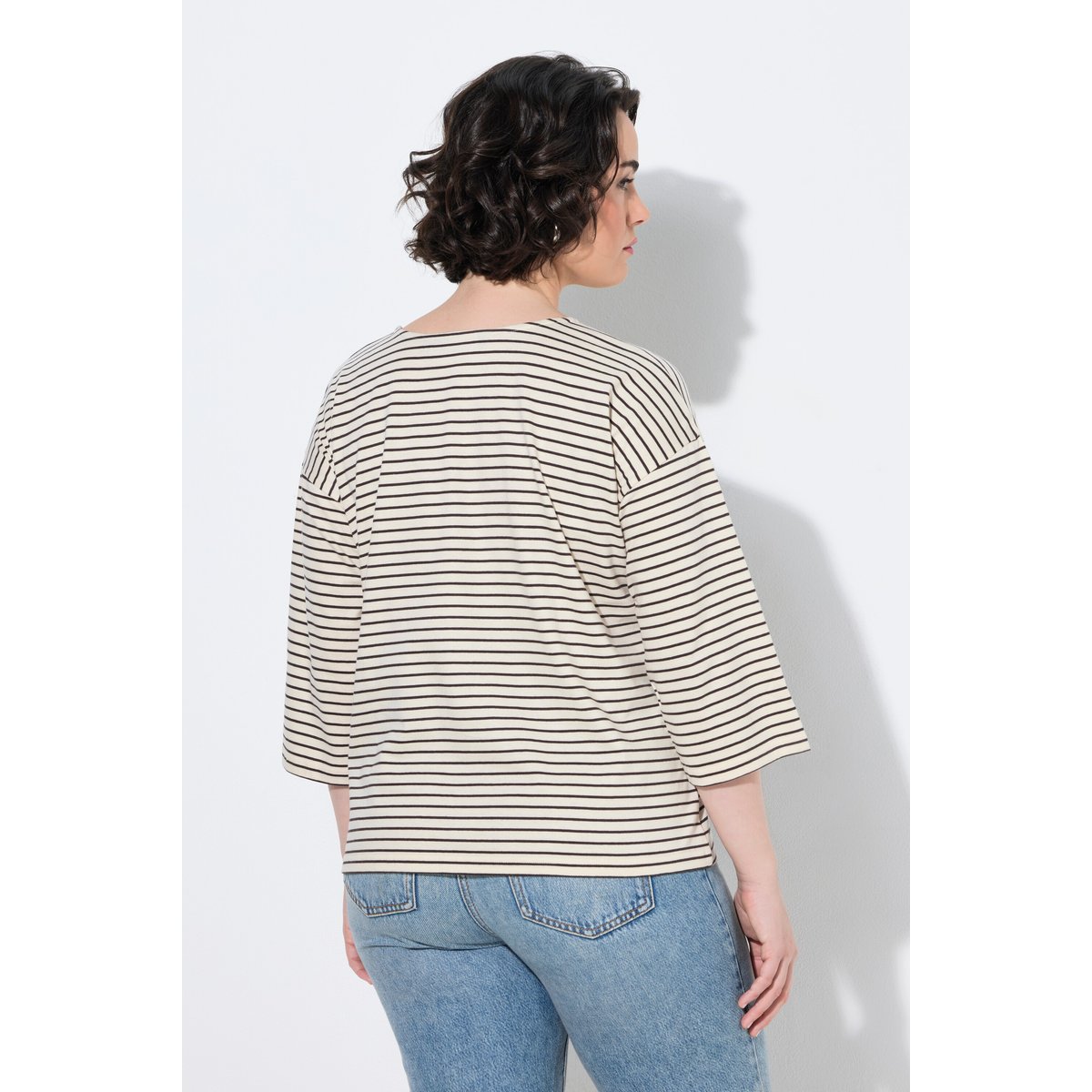 T-shirt décolleté rond et manches 3/4 vanille, ULLA POPKEN
