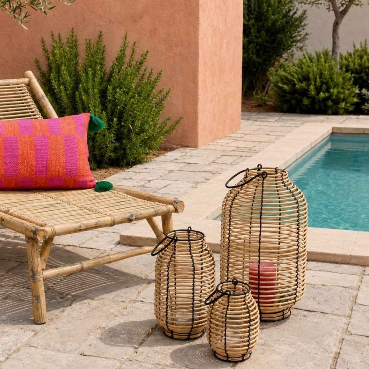 Lanterne en rotin 26cm naturel, ORNAMI