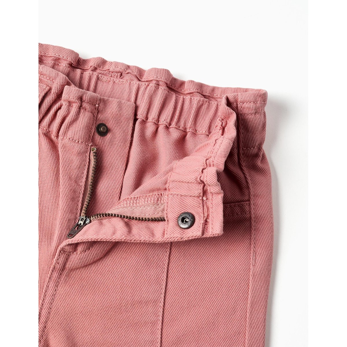 Pantalon à jambe large en sergé avec volants rose, ZIPPY