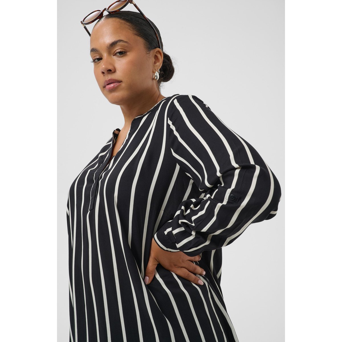 Dress noir/blanc rayé, KAFFE CURVE