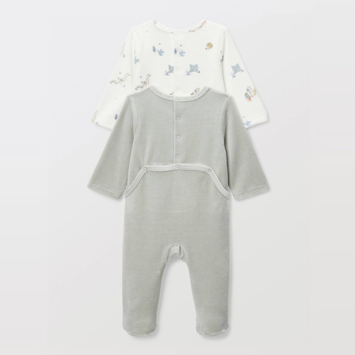 Lot de 2 dors-bien en velours en coton BIO GOTS sauge clair, BOUT'CHOU