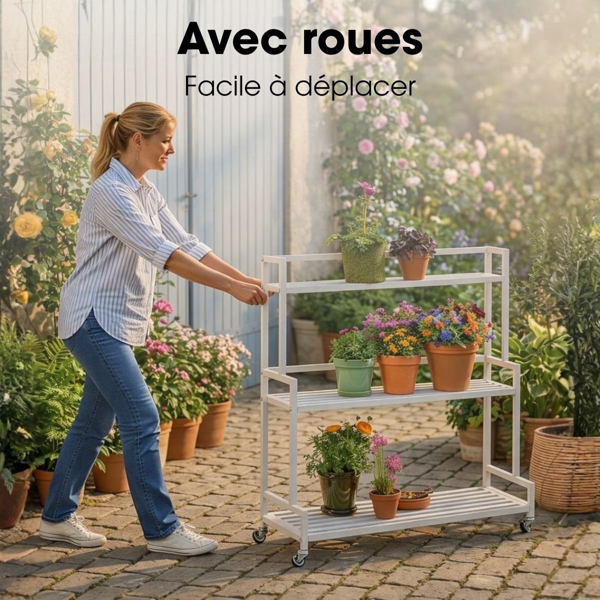 Support pour plantes GREENRAX blanc cassé, MICA DECORATIONS