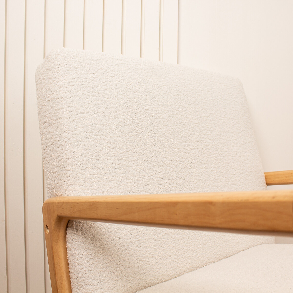 Mid Century Curved Bouclé Armchair cream, SO'HOME