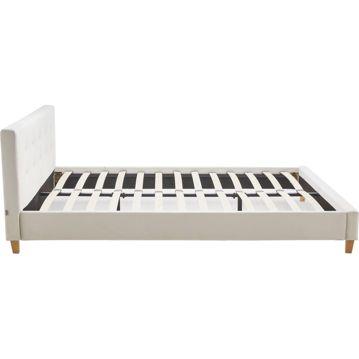 Lit avec tête de lit en velours - MILO beige, HOMIFAB