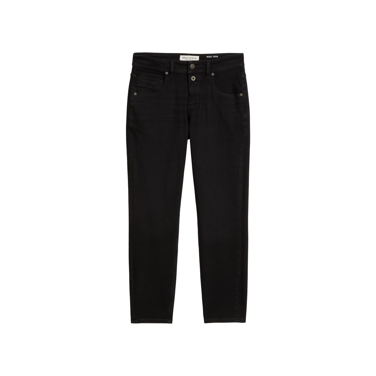 Jeans modèle Theda boyfriend cropped en Organic Cotton Stretch noir, MARC O'POLO