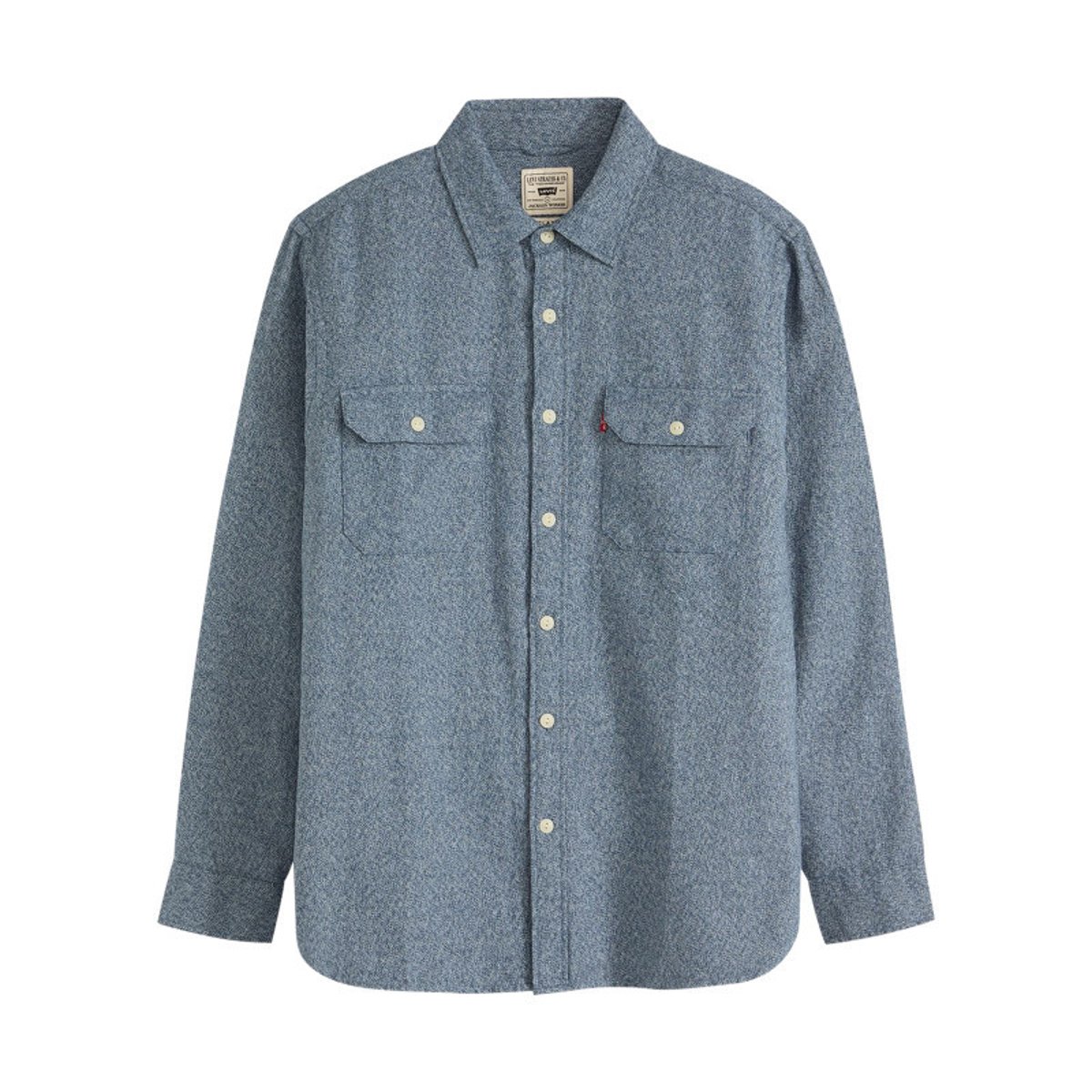 Chemise en coton bleu gris chinée avec une coupe droite et 2 poches bleu et gris, LEVI'S
