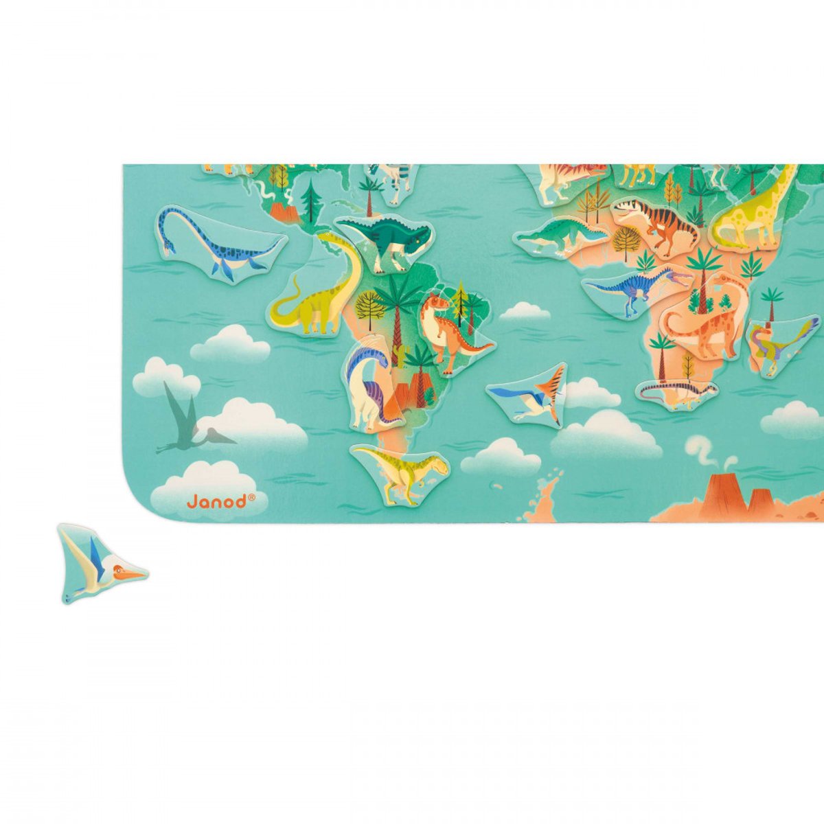 Planisphère magnétique Dino multicolore, JANOD