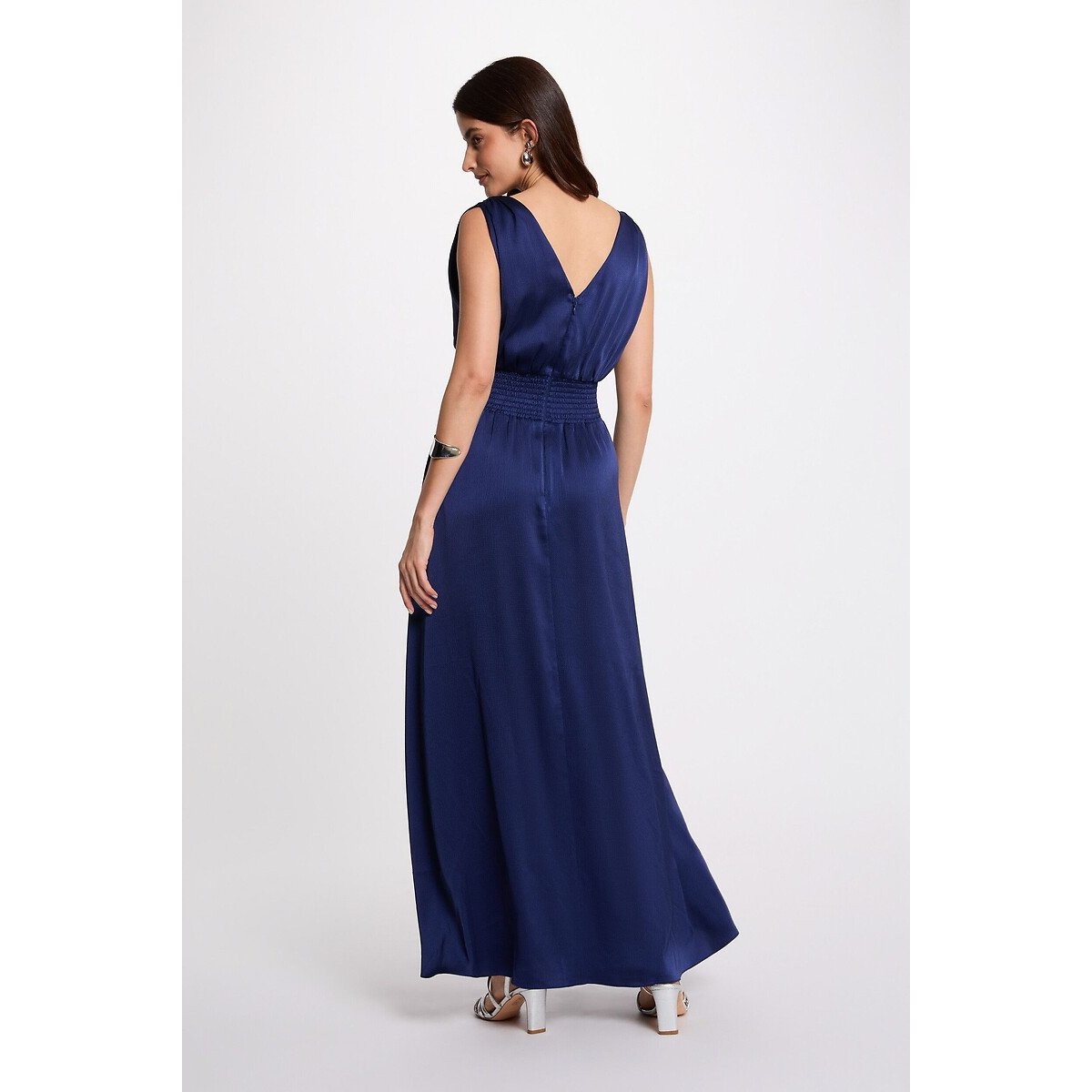 Robe longue fluide bleu marine, MORGAN