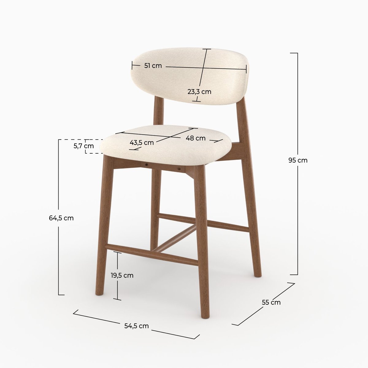 Chaise de bar Yuna tissu - YUNA beige, MAISON PAVANE