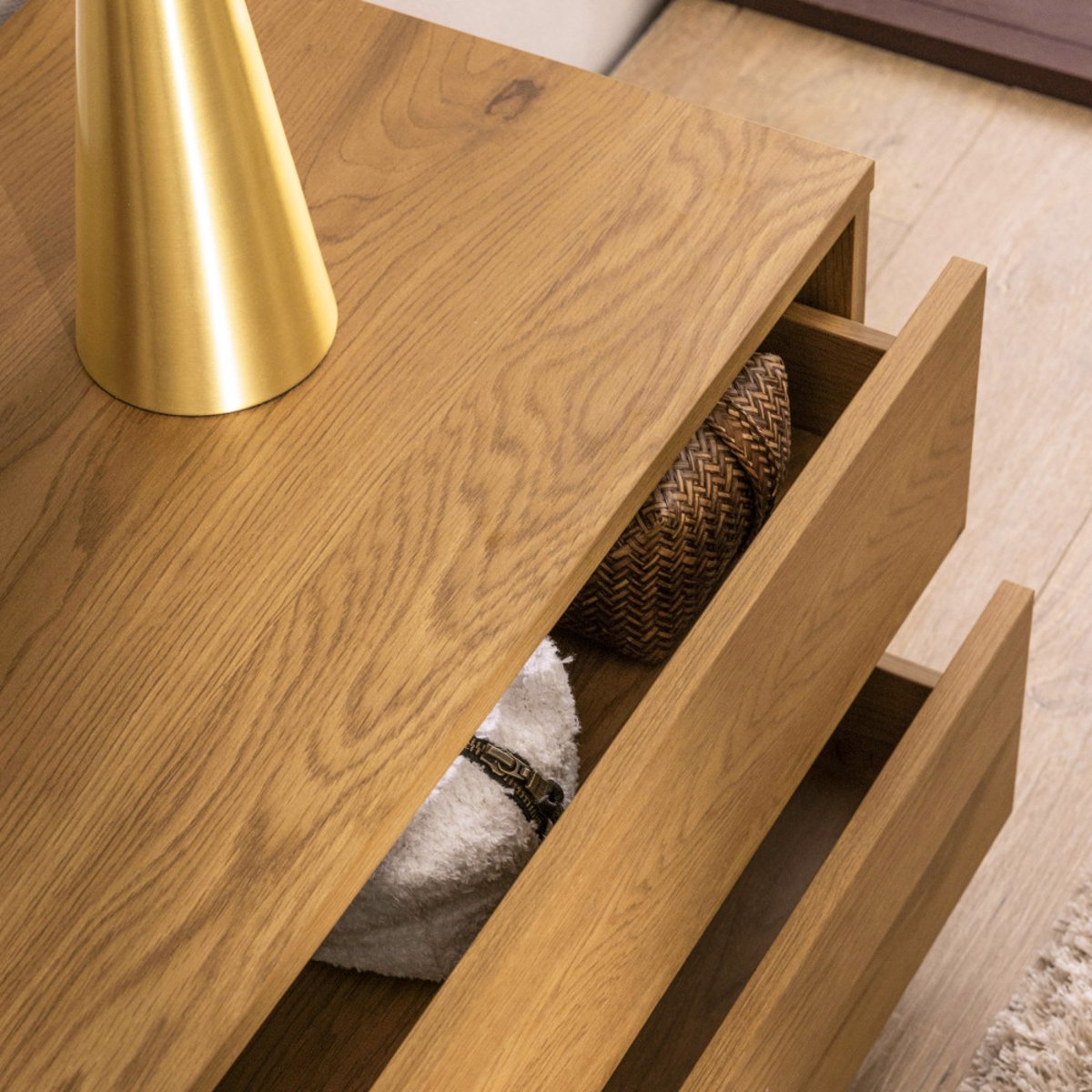 Meuble tv 2 tiroirs, 2 niches en bois L180cm- SINCE bois clair, DRAWER