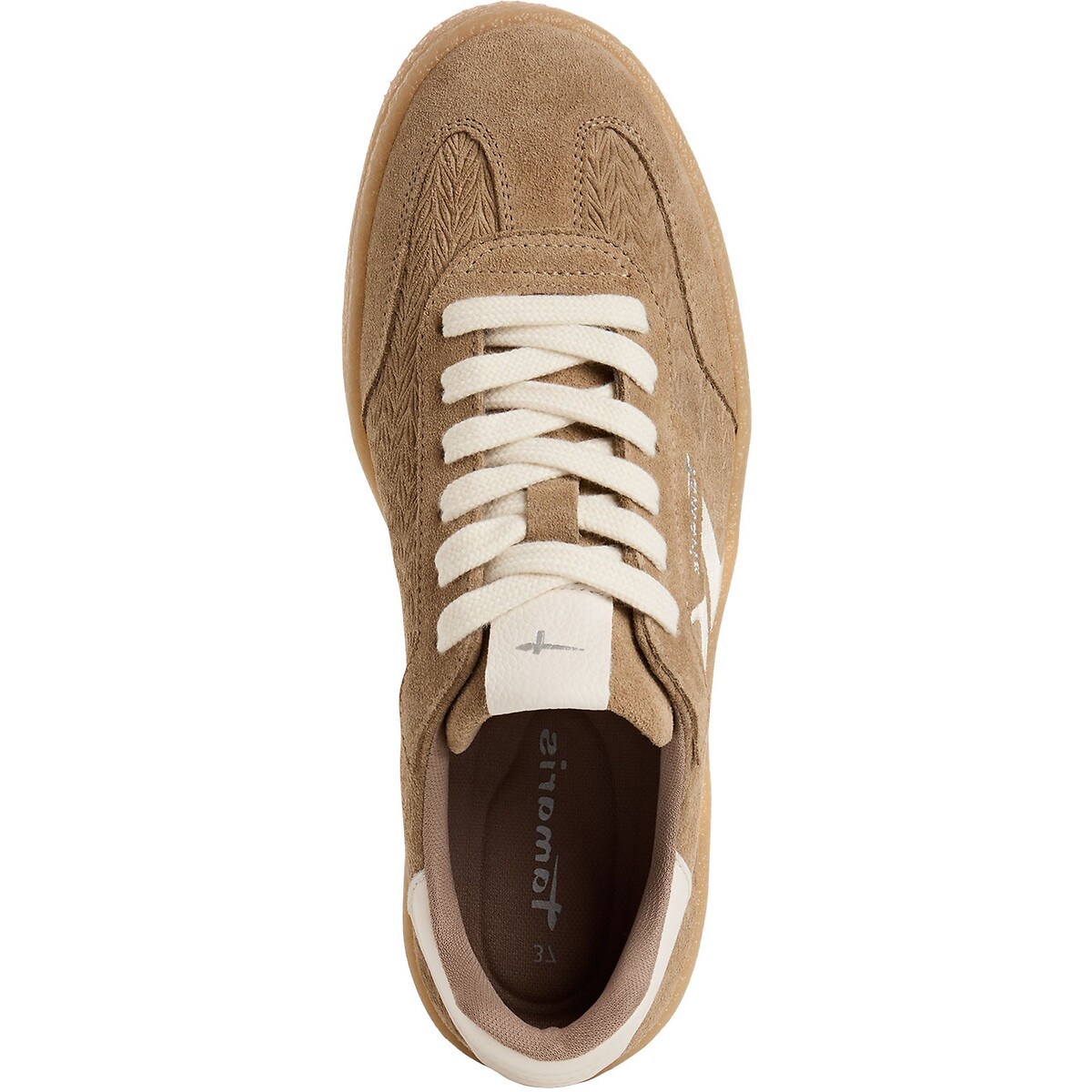 Baskets en cuir, semelle coloris miel taupe, TAMARIS