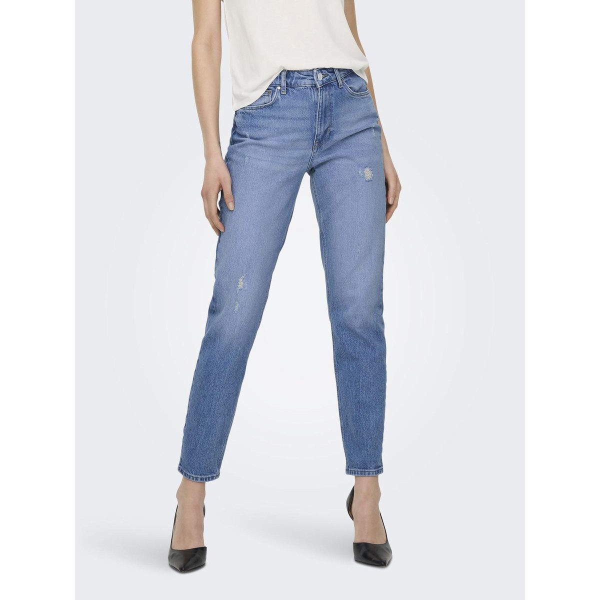 ONLEMILY Taille haute Straight Fit Jeans Jean coupe droite light blue denim, ONLY
