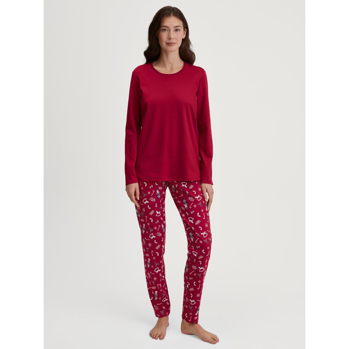 Pyjama manches longues Coton FAMILY & FRIENDS deep rouge, CALIDA