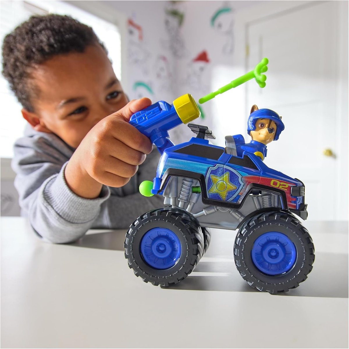 Paw Patrol - Pat Patrouille - Véhicule + figurine Chase Rescue Wheels bleu, SPIN MASTER