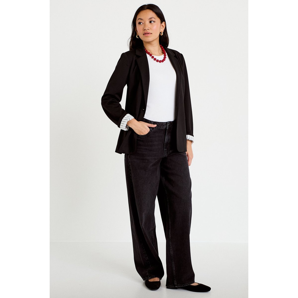 Blazer cintré manches longues noir, CACHE CACHE